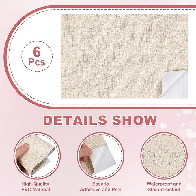 uxcell 6 Sheets Miniature Dollhouse Wallpaper, Linen Texture Self-Adhesive PVC Flooring Wall, Mini Wall Decor for Dollhouse Sand Table Model Accessories 11.81 x 7.87 Inch (Beige)