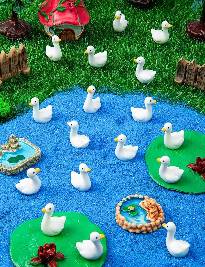 180Pcs Mini Gooses Resin, Tiny Resin Goose DIY Crafts, Lawn Yard Garden Decorfor Dollhouse Fairy Gardens Micro Landscape DIY Crafts
