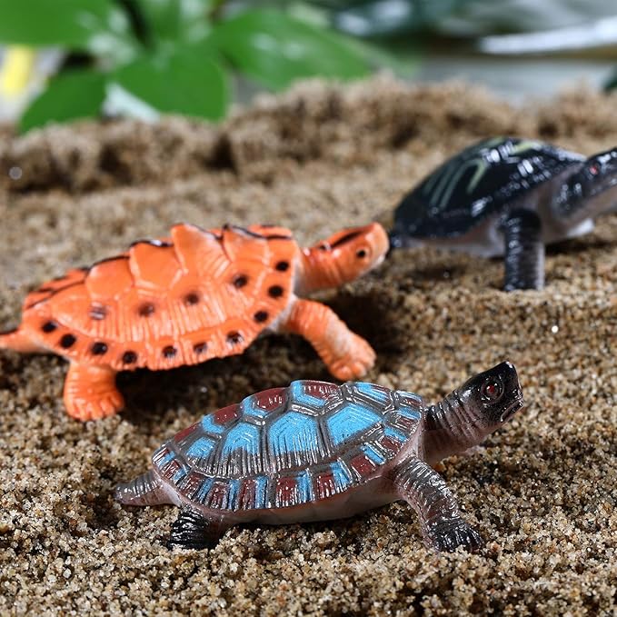 Bememo 16 Pcs Plastic Turtles Toys for Kids Small Sea Turtles Figurines Party Decorations Fake Ocean Animals Figures Bath Toys Mini Realistic Tortoises 2026 Educational Gifts for New Years Birthday
