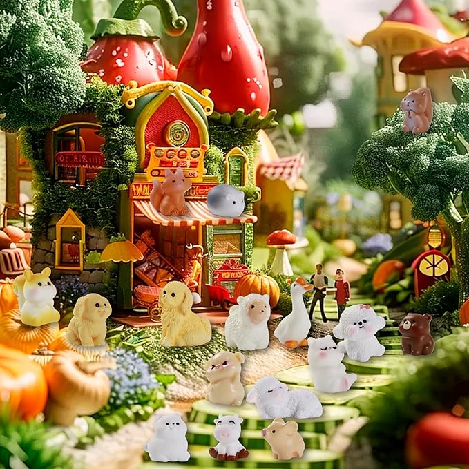 45 Pcs Mini Resin Animals Figures,45 Styles Tiny Miniature Resin Animals for Creative Crafts Ornaments, Fairy Gardens Decor and Dollhouse Hide Accessories