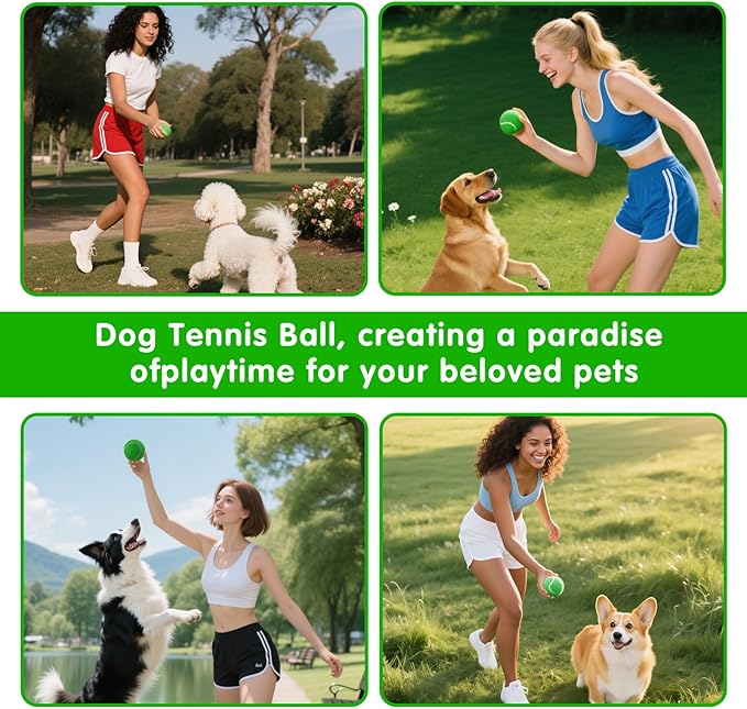 PHOEPET 6-Pack Tennis Balls for Beginner Training Practice- Bulk Dog Balls for Fetch Chew Toys(Green)