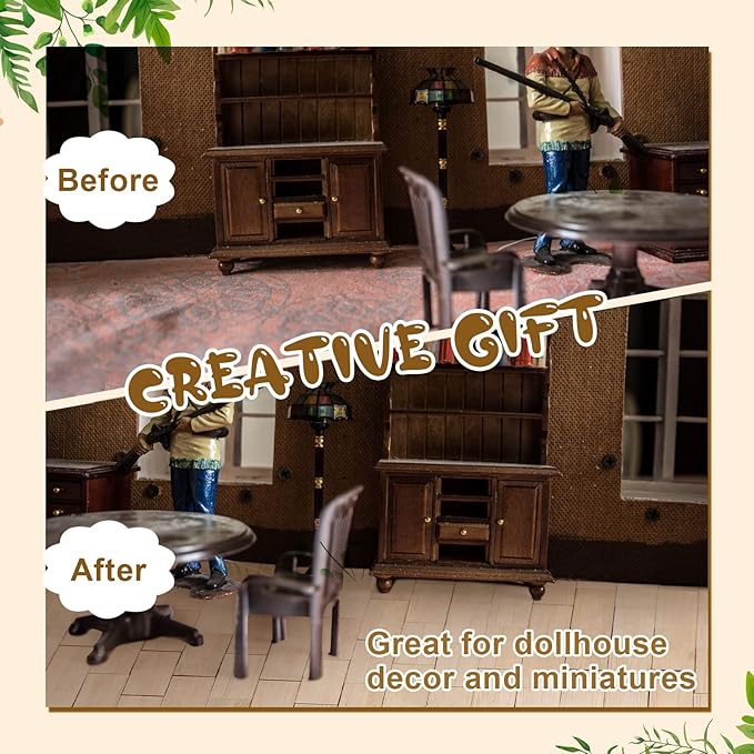 Sintuff 200 Pcs Miniature Dollhouse Flooring Mini Wooden Dollhouse Floor Boards 1 12 Scale Doll House Accessories Geometric Bamboo Doll House Furniture Wood Floor Board for Model Decor (Beige)