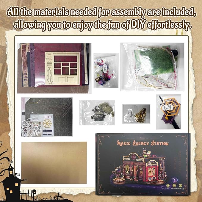 Flever DIY Miniature House Kit, Tiny Home Kit with LED Light, Mini House Build Craft Kits for Adults and Teens, Home Decor Creative Gift for Family/Friends (Magic Energy Station)