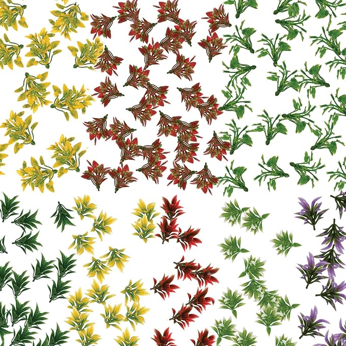 OrgMemory Mini Model Grass, 200 Pcs, Mixed Model Plants, Miniature Plants for School Project DIY Miniature Colorful Flower