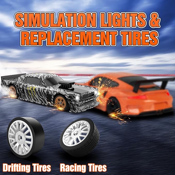 RC Drift car, 1/43 Mini Rc Drift car with Gyroscope, 2.4GHz Full Proportional Remote control Cars, 4WD High Speed Racing with Lights, Racing Tires, Model Cars Gift for Adults, Kids, Boys, Girls