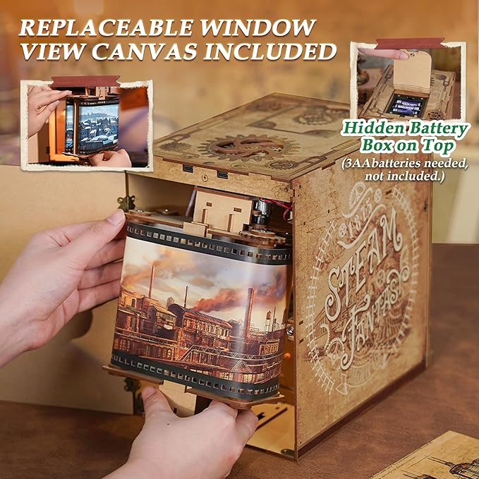 Tonecheer DIY Book Nook Kit for Adults, Miniature Infinity Train Cabin Steam Age Vintage Carriage Model, Wooden 3D Puzzle Dollhouse Booknook Decorative Bookend Gifts (Steam Fantasy)