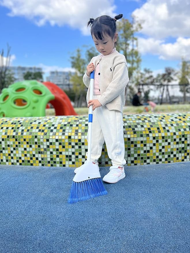 Xifando Kids Broom-Housekeeping Cleaning Tool for Kids Pretend Playing,Retractable Small Broom for Littler Helper(Blue+Red)