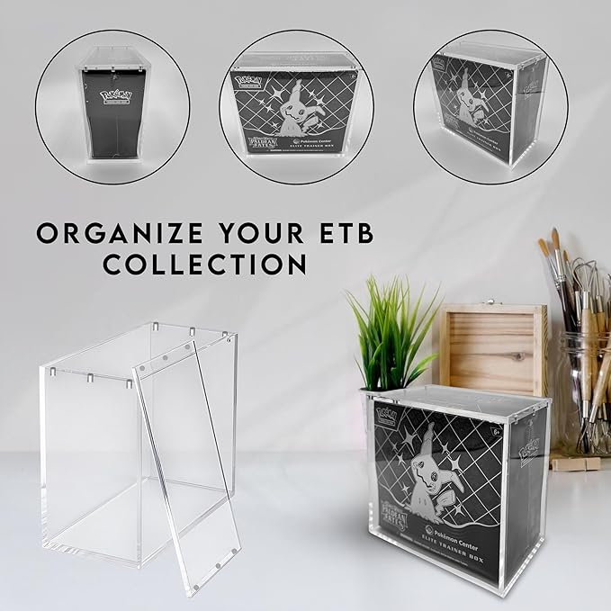 Acrylic Display Case for Elite Trainer Box (ETB), 8mm Sides with UV Protection, 5mm Magnetic Lid, Stackable Storage Box