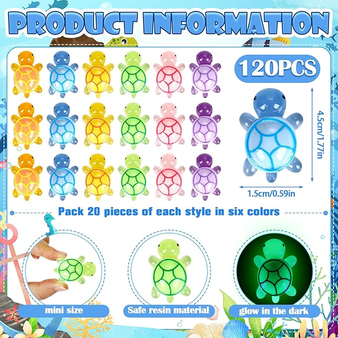 36 Pcs Luminous Large Turtle Glow in The Dark Resin Turtle Resin Sea Animal Miniature Glow in The Dark Figurines Statue for Micro Landscape Fairy Garden DIY Craft Decor