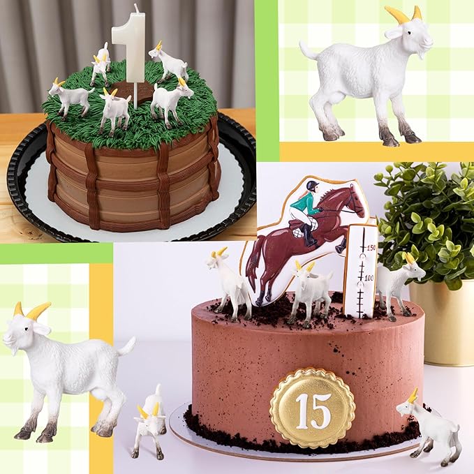 120 Pcs Mini Goat Figurines Miniature Resin Farm Animal Figurines Set for Decorating Outdoor Micro Landscape Mini Gardens Potted Plant Accessories and Creative DIY Props Cake Topper (Goat)