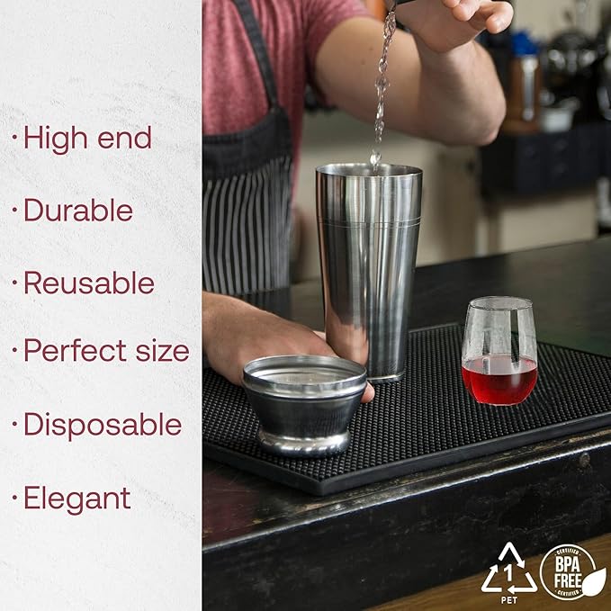 Smarty Had A Party 16 oz Clear Stemless Plastic Wine Glasses, Unbreakable Disposable Drinkware for Weddings, Parties, and Events, Bulk Set (64 Count)