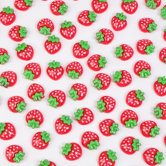 100pcs Mini Strawberry Decor Resin Tiny Strawberry for Crafts Dollhouse Miniatures Mini Resin Things for Fairy Garden Micro Landscaping Decoration Home Decor(Strawberry)