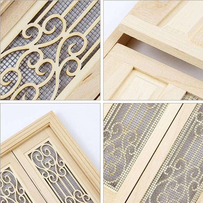 AUEAR, 1:12 Miniature Furniture Unpaint Wooden Doors for DIY Scene Home Craft (2 Horizontal Panel)