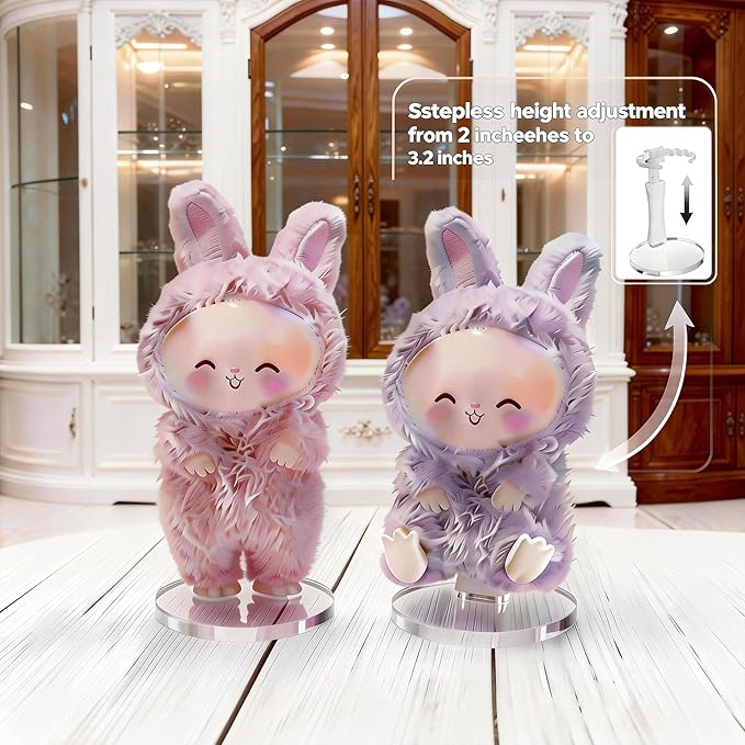 MDOWOK Adjustable Doll Stand for Sitting & Standing Positions - Premium Acrylic Base Display Holder for 3-7" Figures (White 4 Set)