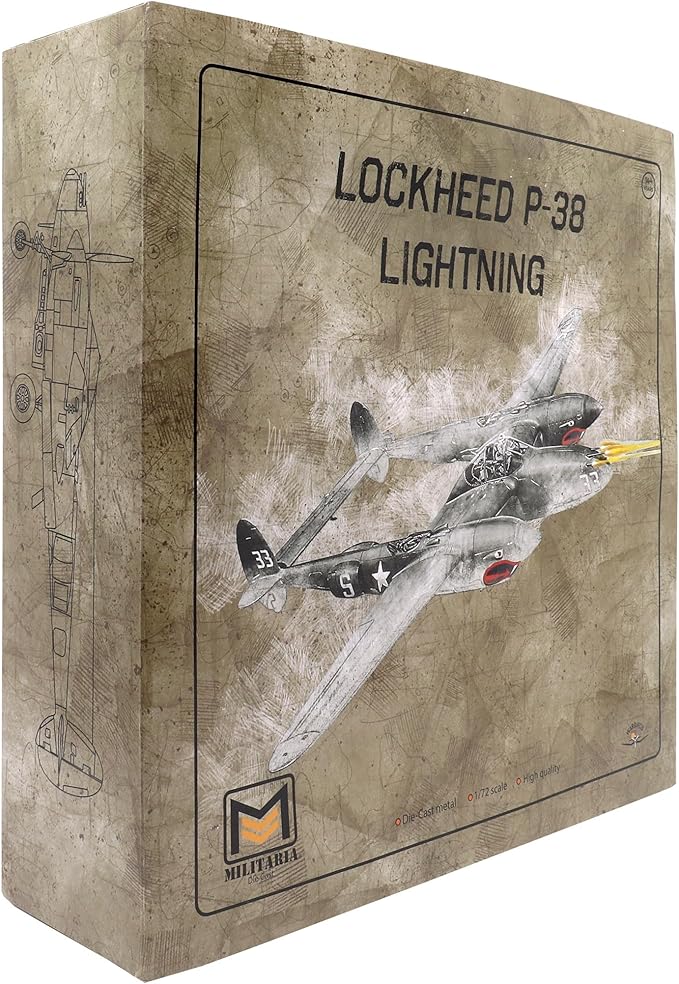 Motor city classics 1:72 Scale Military Diecast Collectible | USAAF Lockheed P-38J-10-LO Lightning Interceptor - 2nd Lt. Joseph E Ficklin | Militaria Diecast Model 27296-41