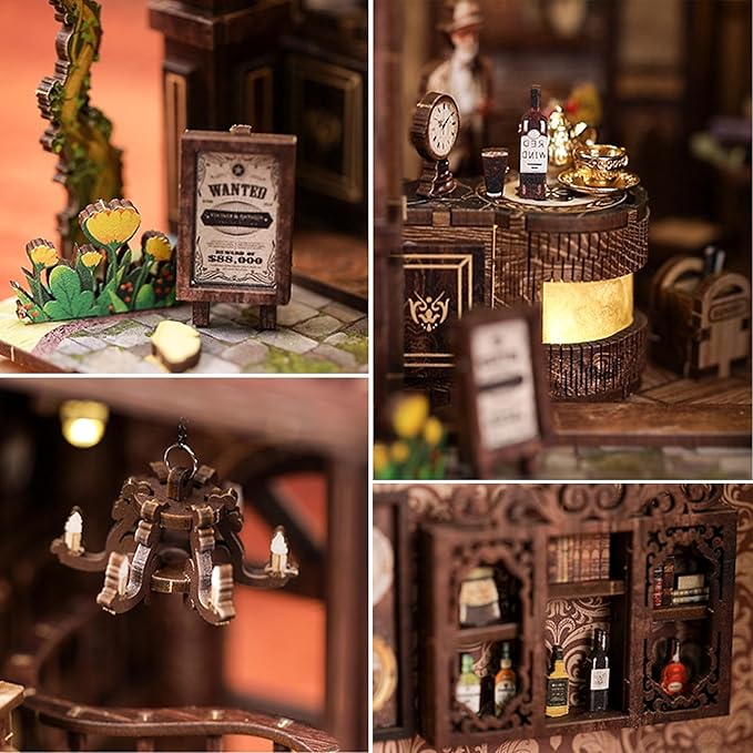 CRIOLPO DIY Book Nook Kit - 3D Wooden Doll House for Adults Miniature House kit with LED Lights for Book Lovers and Collectors