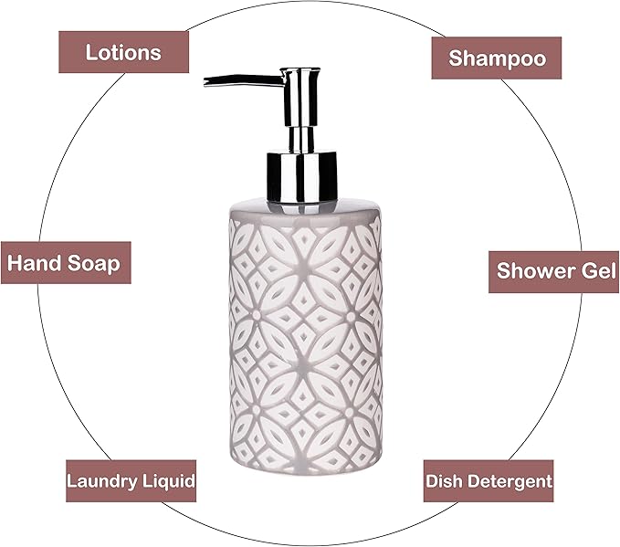 Wodlo - Groovy Bathroom Accessories Set - Complete Bath Accessory Sets Includes Soap Dispenser, Toothbrush Holder, Tumbler, Soap Dish,