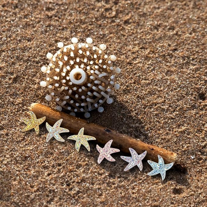 200 Pieces Colorful Tiny Starfish Decor for Dollhouse Micro Resin Decor for DIY Crafts Mini Things for Fairy Garden Micro Landscaping Decoration