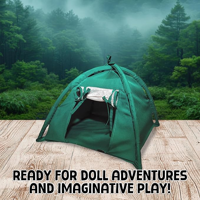 Doll Tent – Miniature Doll Play House & Kids Tent Indoor & Outdoor for Pretend Play Adventure | Dollhouse Camping Accessories & Mini Tents | Toddlers & Little Girl