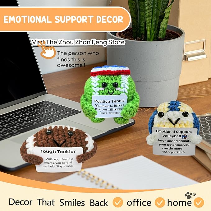 Fouliki Handmade Crochet Tennis,Birthday Gift for Fans and Friends,Emotional Support Gifts for Tennis Enthusiast,Custom Gift for Men and Women Ball Players,Funny Desk Decor