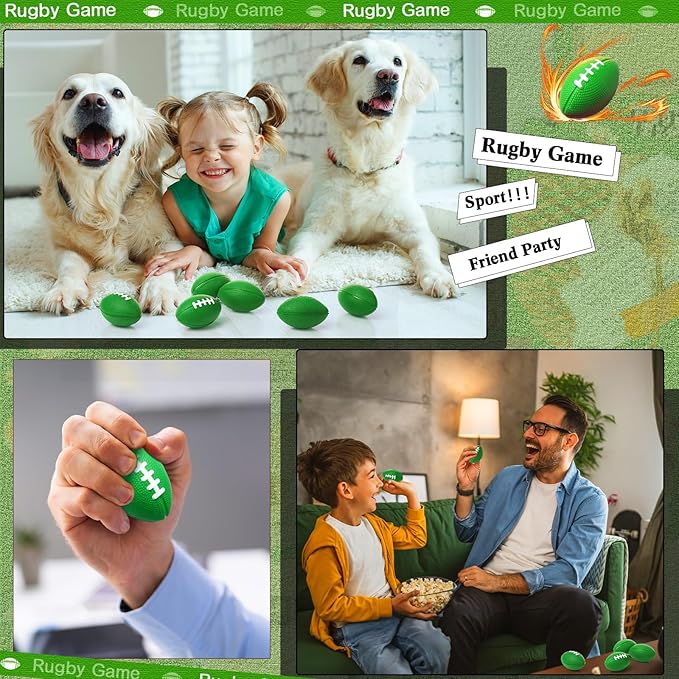 Blulu 30 Pack Mini Foam Football 2.17" Mini Football Party Favor Stress Ball Bulk Small Foam Sports Valentines Ball for Birthday Carnival Reward Party Bag Gift Filler(Green)