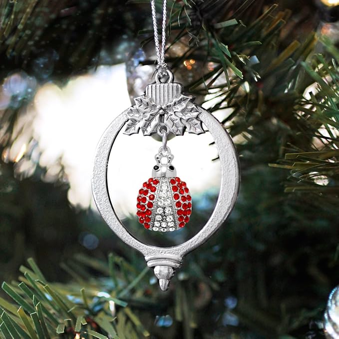 Inspired Silver - Lady Bug - Silver Christmas Ornament - Unique Charm Christmas Tree Ornament - Holiday Hanging Decoration