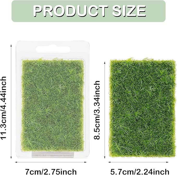 Woohome 2 PCS Static Grass Tuft Railway Artificial Grass for Train Scenery, Railway Landscape, Military Sand Table DIY, Green