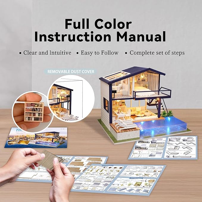 Flever Dollhouse Miniature DIY House Kit Manual Creative with Furniture for Romantic Artwork Gift (Perfect Time Apartment)