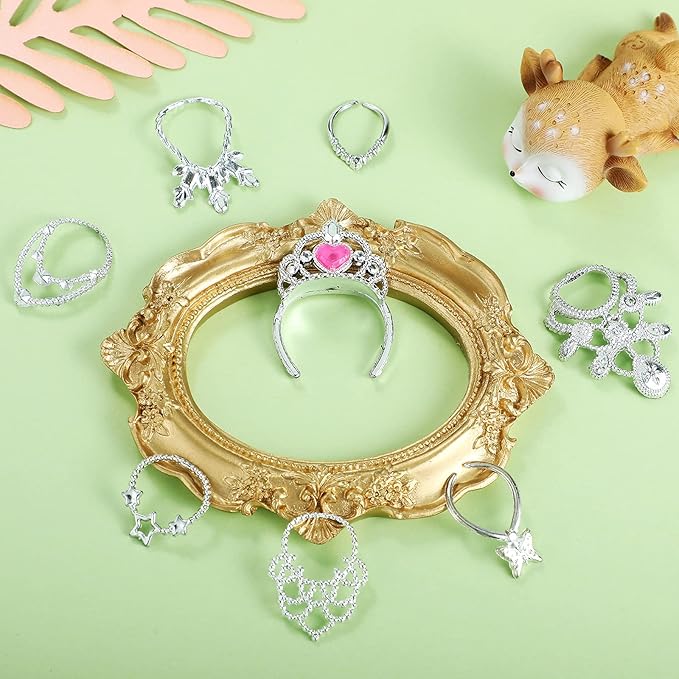 Sumind 20 Pieces Doll Accessory Jewelry Set 10 Necklaces and 10 Crowns Fashion Mini Dress up Jewelry for 11.5 Inch Doll