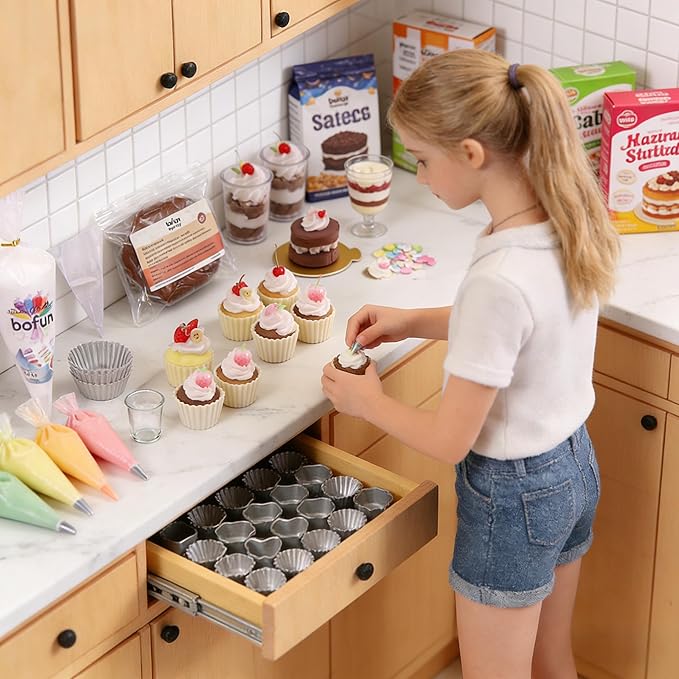 BoFUN DIY Miniature Cake Dessert Craft Kit - 1:12 Scale Dollhouse Accessories, Collectible Figurines for Desktop Decor, Creative Gift for Teens Adults Miniature Lovers