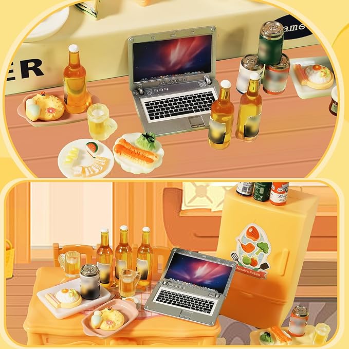 1:12 Scale 11 Pcs Miniature Beer Bottles and Beer Cans Mini House Drink Accessories for Fairy Garden Pub Bar Decoration Dollhouse Beer Glass Model