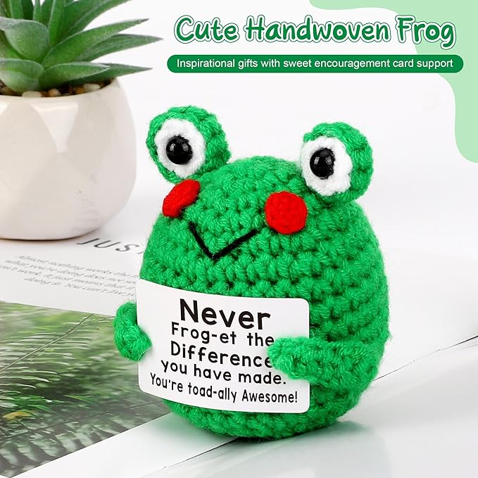 Christmas Thank You Gifts for Women, Coworker, Teacher, Nurse, Boss, Emotional Crochet Frog Animals Support Retirement Farewell Going Away Appreciation Gift - Never Forget The Difference You Make