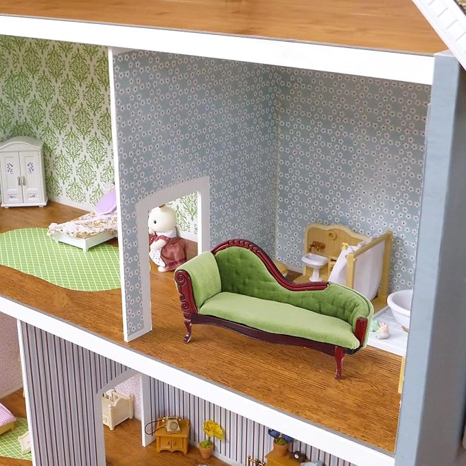 ABOOFAN Dollhouse Furniture Miniature Accessories 1 12 Scale Vintage Wooden Sofa Mini Victorian Bench Chair Lounge for Dollhouse Living Room Craft Decoration