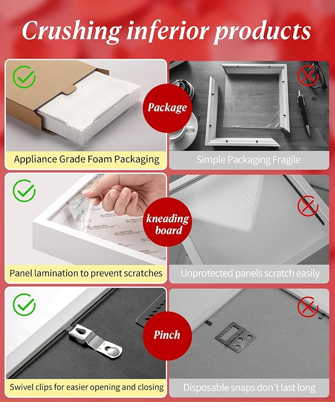 16x20 Shadow Box Picture Frame Display Case with Soft Linen Back-Thickened Panel,Large White Deep Shadow Box Frame 16x20 for Jersey Graduation Items Flower Photo Craft Memorial