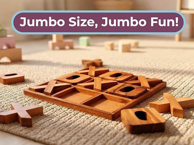 BSIRI Jumbo Tic Tac Toe Board Games - Wall Tic Tac Toe for Rustic Home Decor Farmhouse Decor, Patio Decor, Coffee Table Decor, Ideal Outdoor Games, Game Night, Family Games, Unique Gifts for Couples