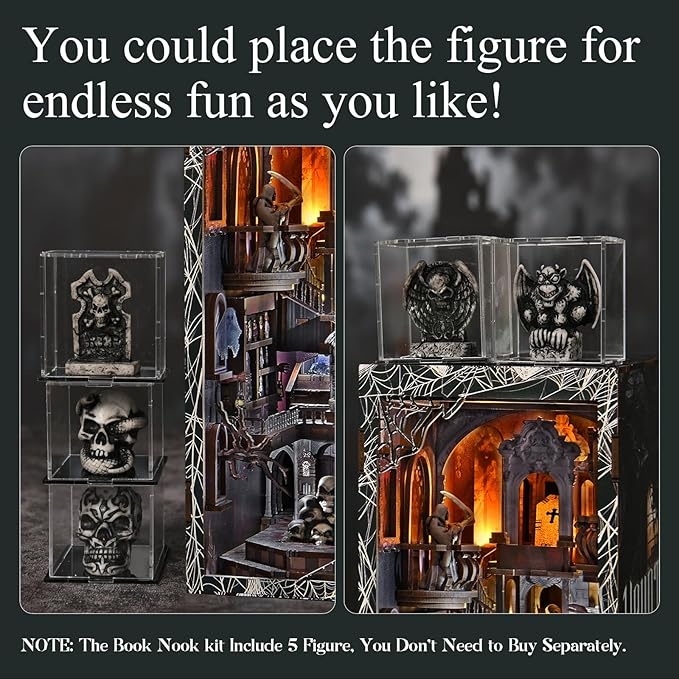 Book Nook Kit - DIY Miniature Dollhouse Kit, Tiny Booknook House Bookshelf 3D Wooden Puzzle for Adults, Gifts for Family (Haunting Relics)