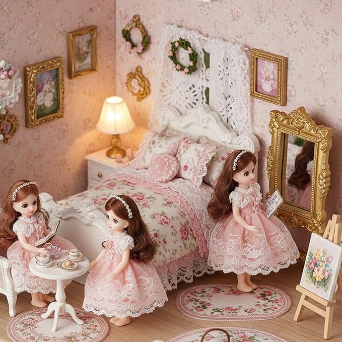 5Pcs Miniature Dollhouse Mirror 1/12 Scale Doll House Accessories Mini Dollhouses Decor Frame for 1/12 Dollhouse Decor(Gold, Silver)