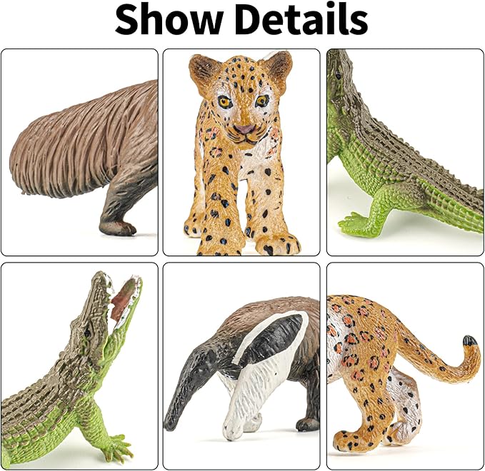 12PCS Realistic Rainforest Animal Figurines Toys, Rainforest Diorama Supplies Party Favor, Jungle Animals Figures Toys Learning Toys for Toddlers Kids Boys Girls, Toddler Playset