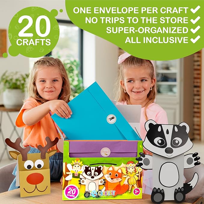 Craftikit® 20 Award-Winning Fairy Garden Crafts for Kids - 20 All-Inclusive Fun Paper Toddler Crafts, Fairy Garden Kit for Kids Ages 3-10