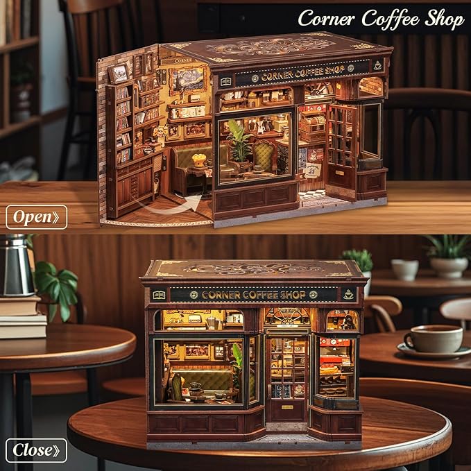 CUTEBEE Book Nook Kit - DIY Miniature House Kit for Adults, Teens and Beginners, Dollhouse Booknook Library Tiny House Bookshelf Decor 3D Wooden Puzzle, Gifts for Family, Friends