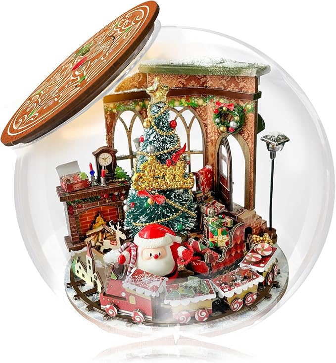CUTEROOM DIY Miniatures Dollhouse Kit for Adults-Christmas Prologue, Doll House DIY Miniature Building Kit with LED, Birthday Valentine's and Christmas Day Gift for Adult
