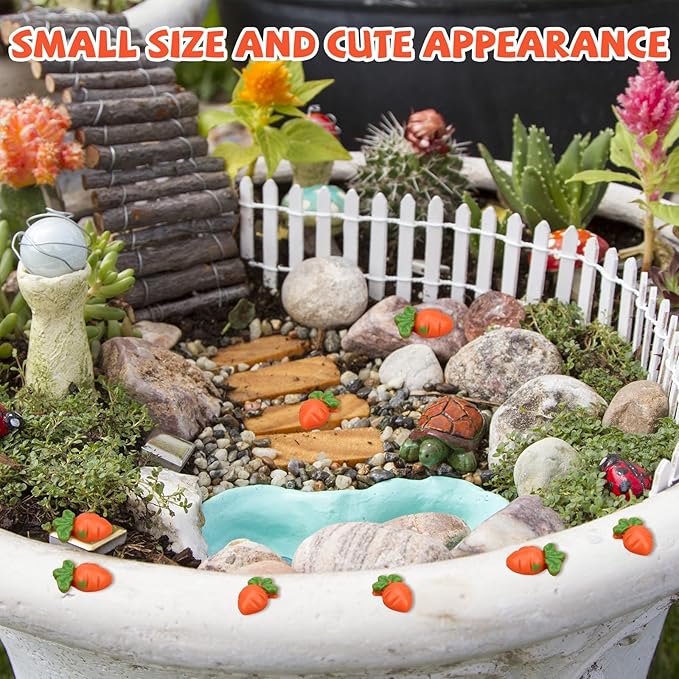 210pcs Mini Carrots, Resin Mini Easter Carrot Decor for Crafts Small Tiny Resin Decoration Supplies Easter Ornaments Home Office Micro Landscaping Party Decorations