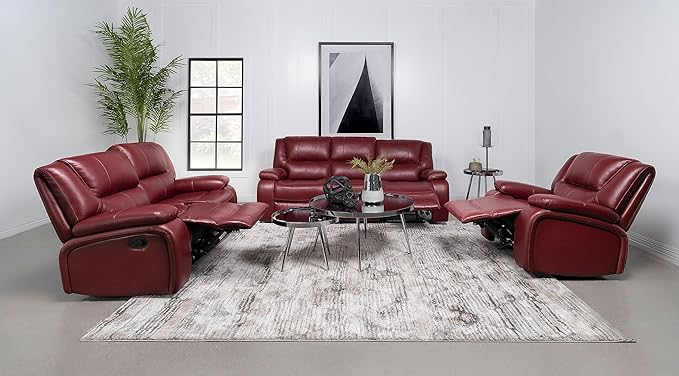 Coaster Home Furnishings Camila 3-Piece Upholstered Reclining Sofa Set Red 610241-S3