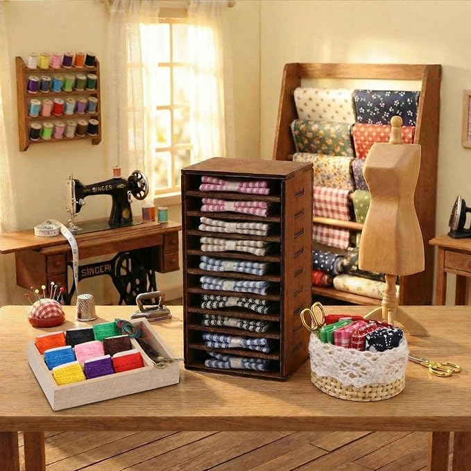 Dollhouse Accessories Miniature Sewing Tool Kit 1:12 Sewing Room Accessories Sewing Basket Simulation Model Dollhouse Decorations (C)