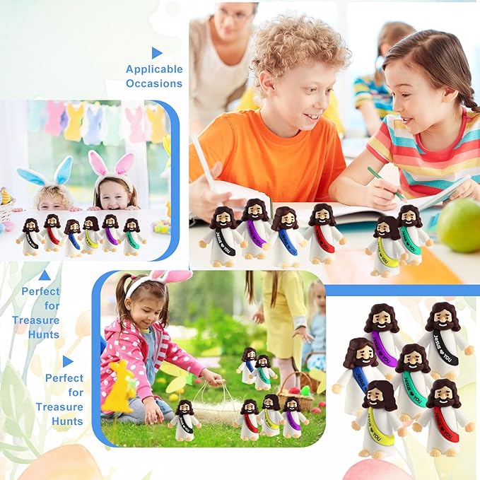 300 Pcs Mini Jesus Figurines in Bulk – Little Jesus Figures, Original Design, Hide and Seek Toys, Sunday Religious Party Favors, Easter Egg Stuffers, (Multicolor)