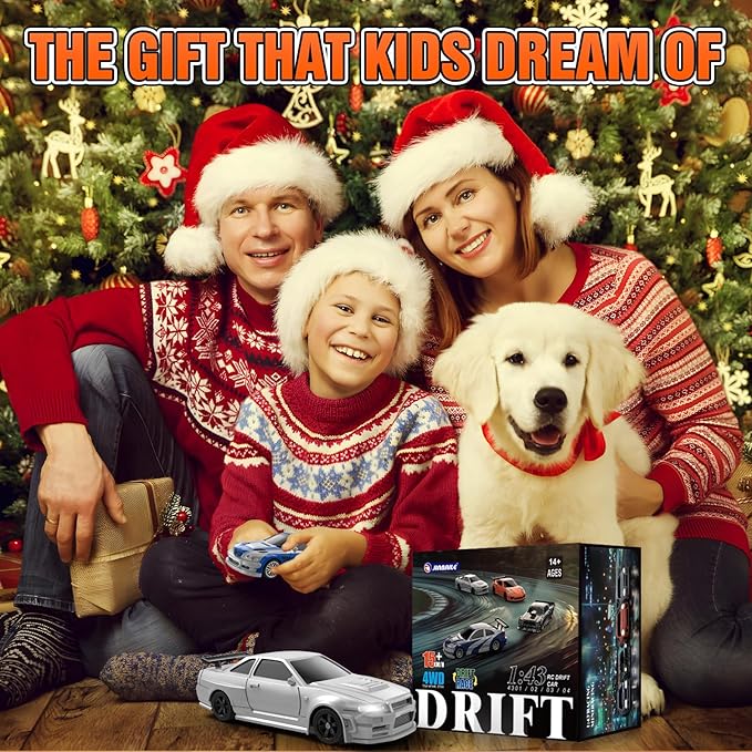 RC Drift car, 1/43 Mini Rc Drift car with Gyroscope, 2.4GHz Full Proportional Remote control Cars, 4WD High Speed Racing with Lights, Racing Tires, Model Cars Gift for Adults, Kids, Boys, Girls