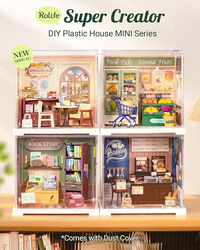 Rolife Super Creator Mini Series Fruits Shop, DIY Plastic Miniature Kits Retail Store Series, Mini Model House Building Set for Teens Aged 14+, DIY Crafts/Hobbies for Adults (Nature Energy Fruits)