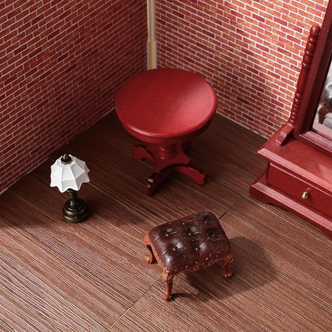 TOYANDONA 40pcs Miniature Dollhouse Flooring, Mini Dollhouse Floor Boards Self Adhesive Dollhouse Wood Flooring Peel and Stick for Dollhouse Accessories (Cherry Brown)