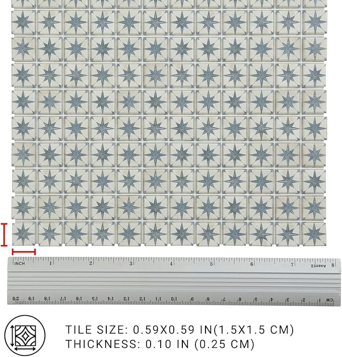 150 pcs, Dollhouse Flooring, 1:12 Scale Doll House Tiles, Miniature Checkerboard Floor, REDUCIO! (Victorian Star)