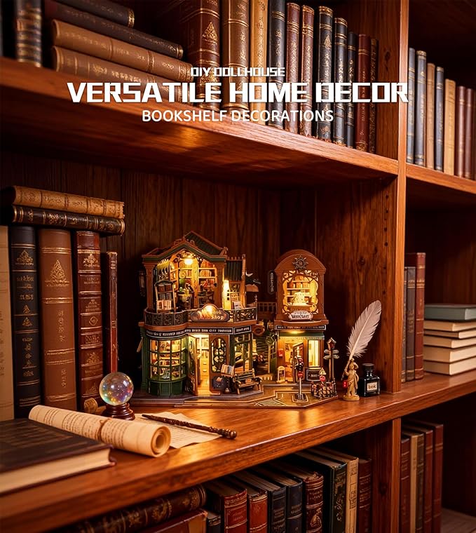 DIY Dollhouse Miniature House Kit,DIY Kit Mini House Model 1:24 Scale with Dust Cover and Music Box,Best Christmas Birthday Gift for Lovers(Twilight Book City)